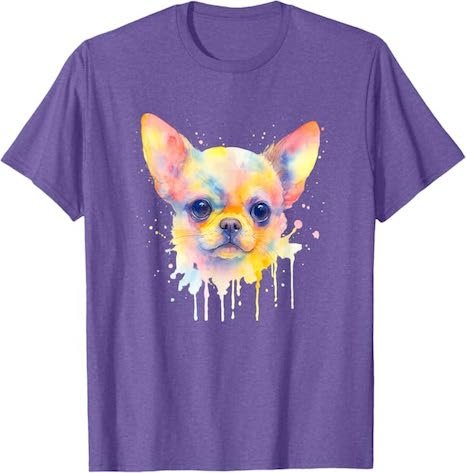camiseta unisex chihuahua estilo acuarela