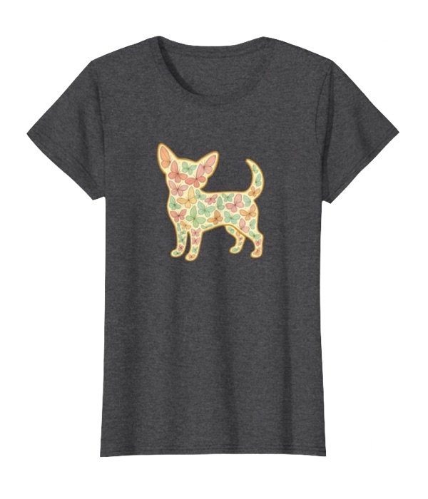camiseta mujer diseño chihuahua con mariposas