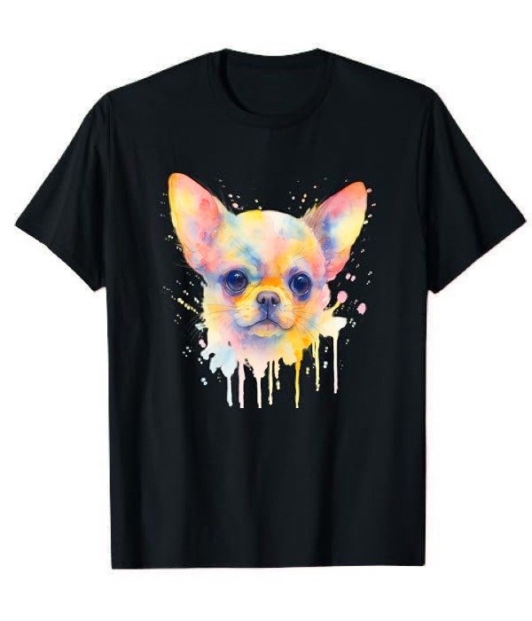 CAMISETA MANGA CORTA HOMBRE MUJER ESTAMPADO CHIHUAHUA ACUARELA