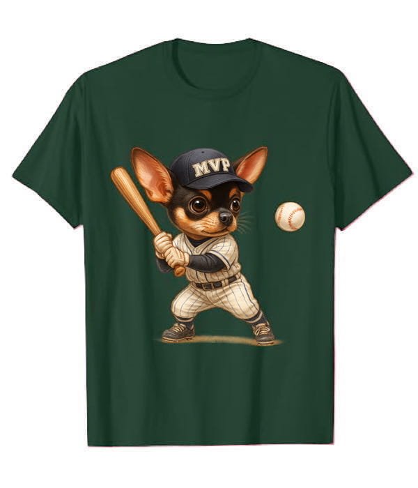 camiseta hombre mujer niña nino perro chihuahua deporte, beisbol